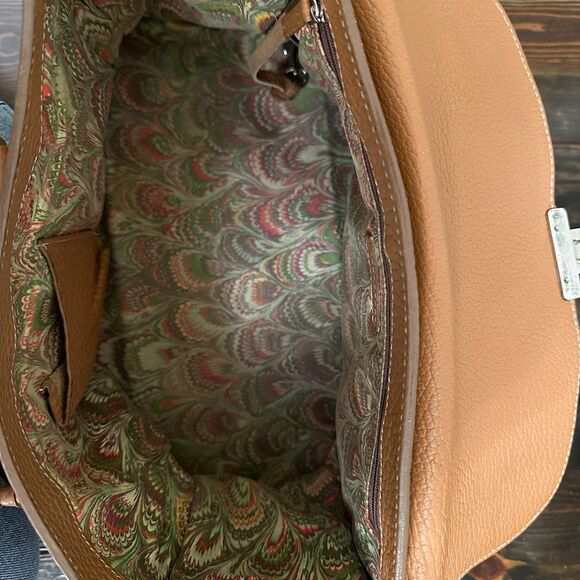 Vintage Dooney & Bourke Flap Lock Pebble Leather Satchel Chestnut Brown - Picture 8 of 9